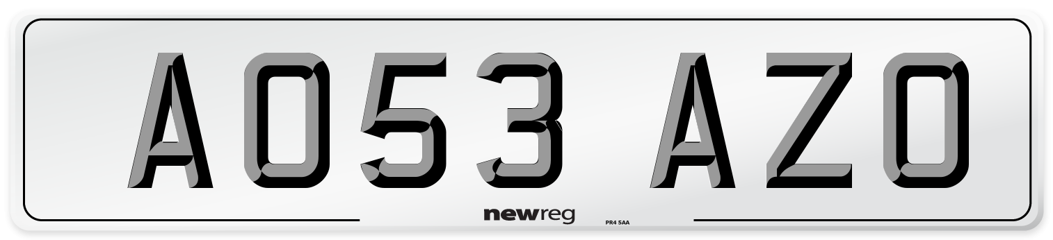 AO53 AZO Number Plate from New Reg